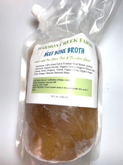 BONE BROTH- BEEF $18 FL OZ $8.25/POUCH, 3 OR MORE $7.75 EACH (COMES FROZEN)